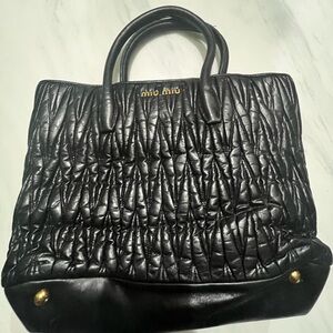 Miu Miu Black Quilted Tote Bag